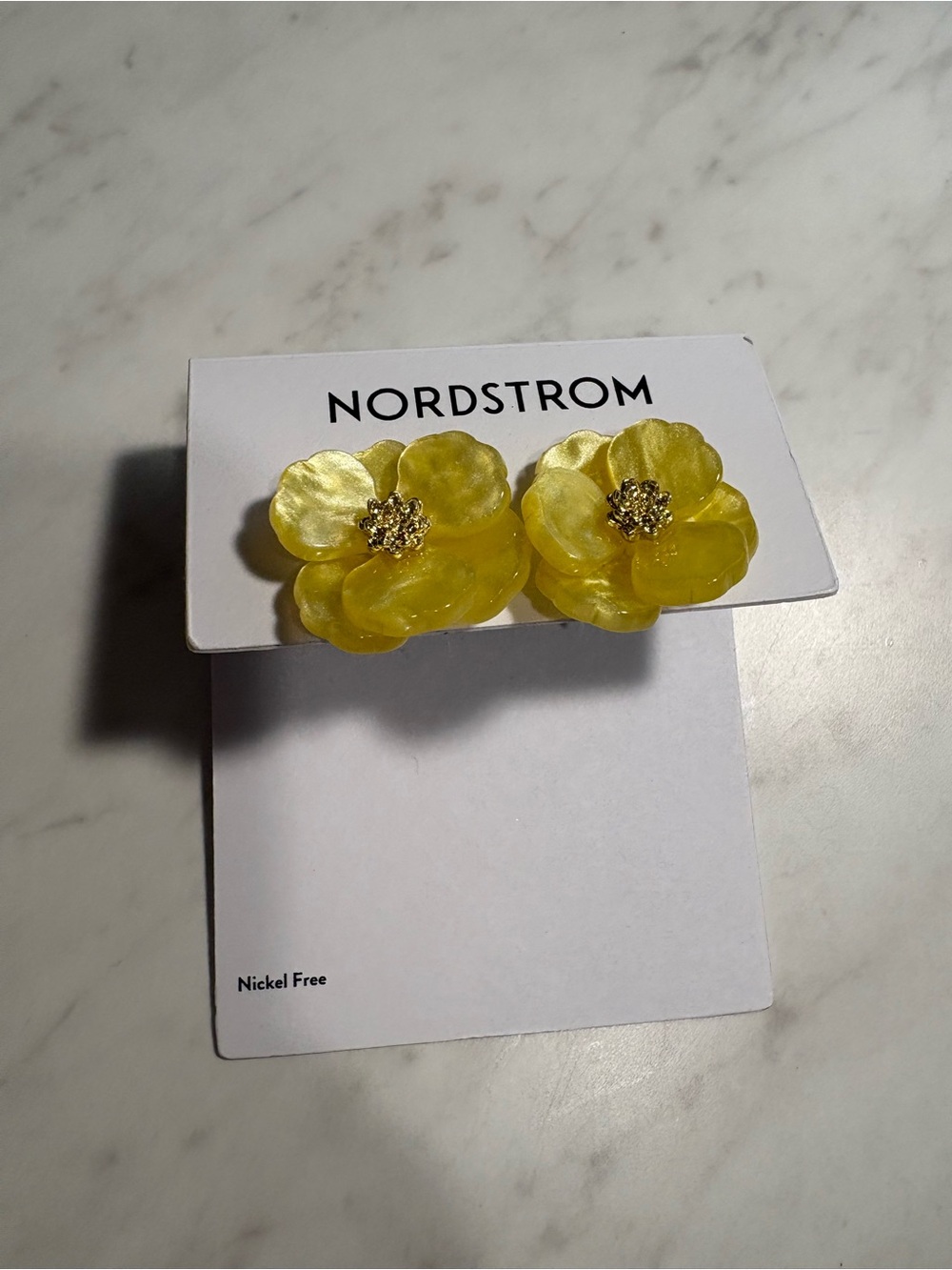 Nordstrom Yellow Floral Earrings with Gold Centers